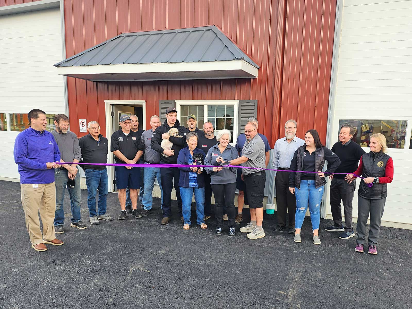 Ribbon cutting ceremony at Addison County Alignment and Repair in New Haven VT