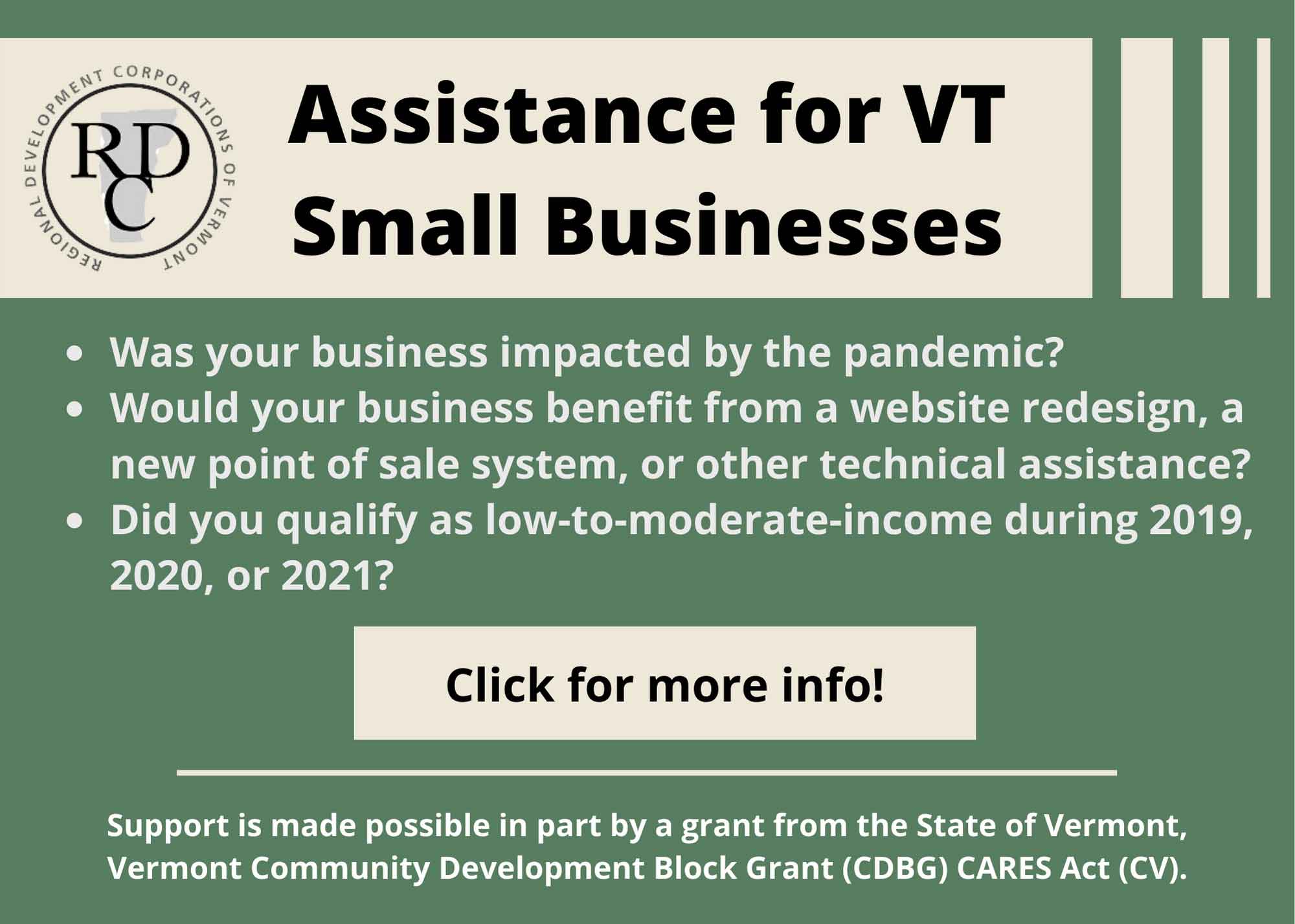 Vermont Small Business Assistance Available