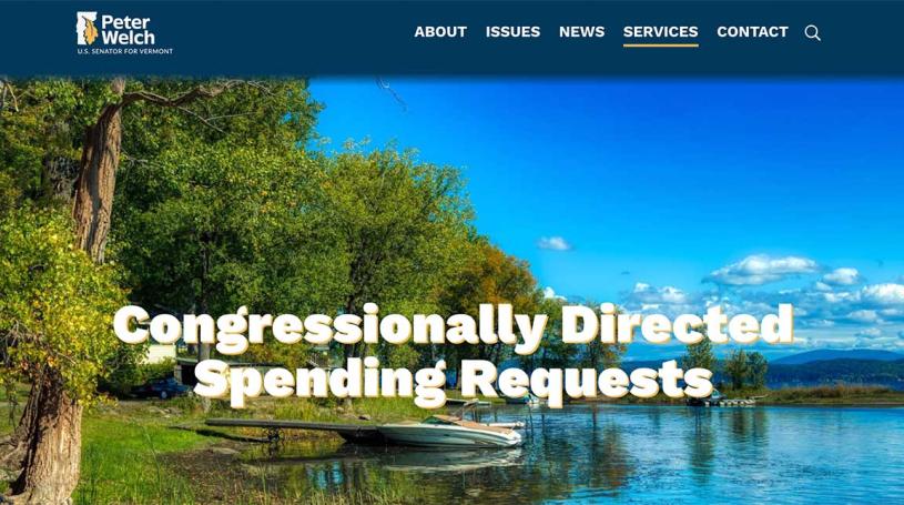 Screenshot of Senator Welch's Congressionally Directed Spending Requests portal webpage