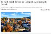 Screenshot of Travel & Leisure article about the 10 best small towns in Vermont