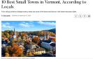 Screenshot of Travel & Leisure article about the 10 best small towns in Vermont