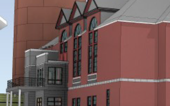 Rendering of the Vergennes Opera House proposed elevator tower