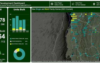 Screenshot of the Vermont Housing Development Dashboard data for Addison County